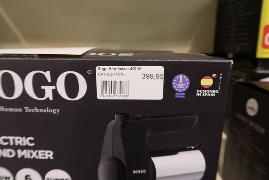 Sogo håndmixer med 2 dejkroge + 2 piskeris