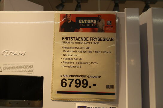 GRAM FS 481864 N (V)/1 – FRITSTÅENDE FRYSESKAB