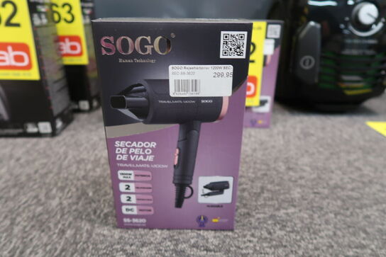 2 stk. Sogo rejsehårtørrer sort 1200 watt