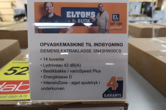 Siemens extraKlasse SN43HW00CS Opvaskemaskine til indbygning