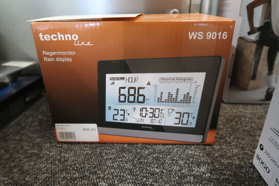 Techno Line DCF-77 radiostyret ur og regn monitor