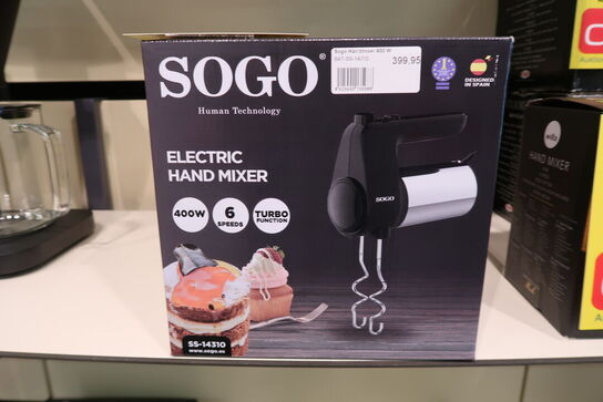 Sogo håndmixer med 2 dejkroge + 2 piskeris