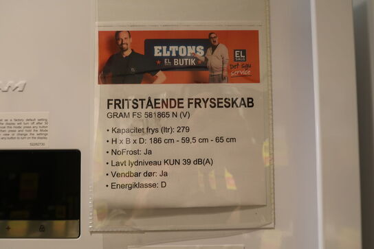 Gram FS 581865 N fryseskab med 280 liter og NoFrost
