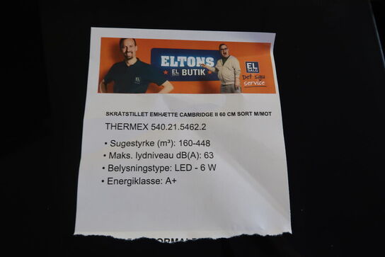 Thermex Emhætte - 60 cm sort m/motor - Cambridge II