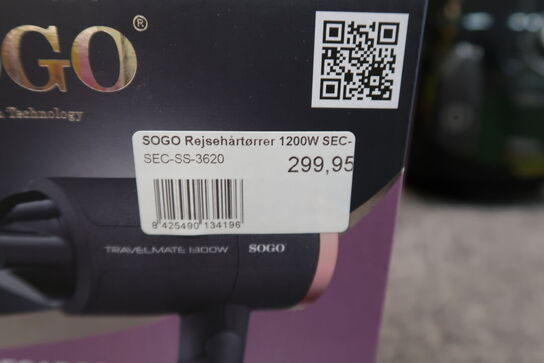 2 stk. Sogo rejsehårtørrer sort 1200 watt
