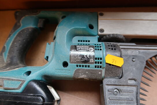 Akku gipsskruemaskine MAKITA DFR550 med batteri samt vinkelsliber DEWALT