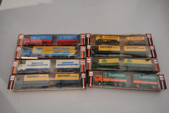 8 stk. modellastbiler HERPA 806372, 808292, 811327 m.fl.