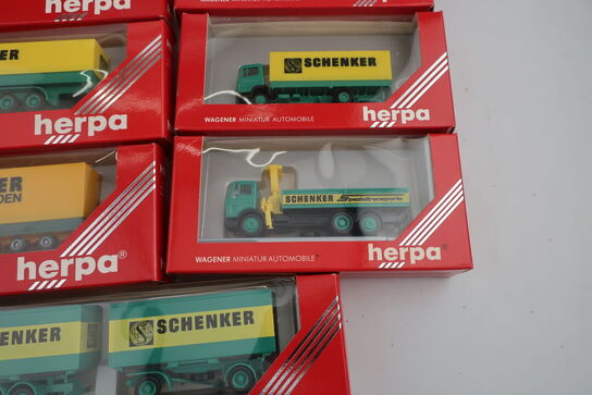 8 stk. modellastbiler HERPA 140638, 828009, 806064, 807021 m.fl.