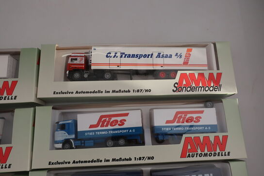 6 stk. modellastbiler AWW Automodelle 5361, 60030, 57121, 5451-1 m.fl.