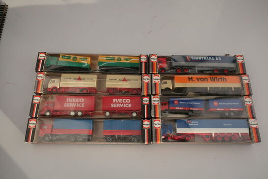 8 stk. modellastbiler HERPA 801276, 828295, 811292 m.fl.