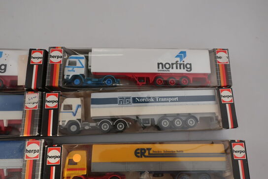 7 stk. modellastbiler HERPA 807232, 801276, 907278 m.fl.