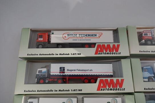 6 stk. modellastbiler AWW Automodelle 5361, 60030, 57121, 5451-1 m.fl.