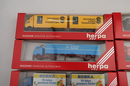 8 stk. modellastbiler HERPA 141024, 827007, 829002, 811198 m.fl.