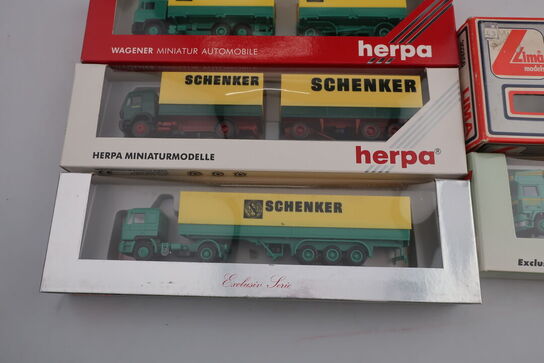 5 stk. modellastbiler LIMA 302856, HERPA 859002, AMW