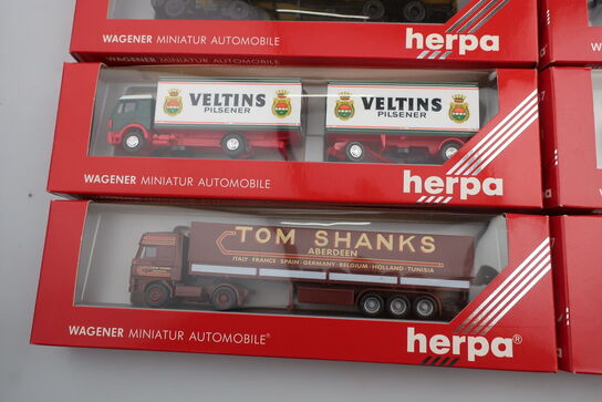 8 stk. modellastbiler HERPA 847011, 827001, 839041, 826121 m.fl.