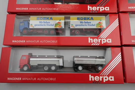 8 stk. modellastbiler HERPA 141024, 827007, 829002, 811198 m.fl.