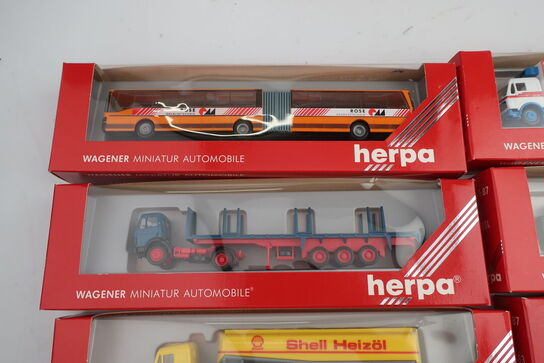 10 stk. modellastbiler HERPA 836004, 811557, 806063, 864007 m.fl.