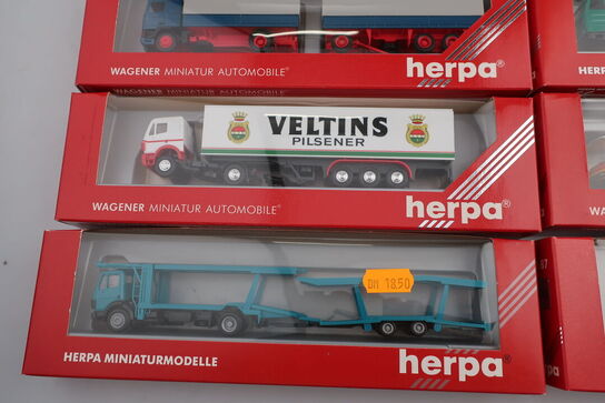 8 stk. modellastbiler HERPA 141567, 140522, 824011, 140676 m.fl.