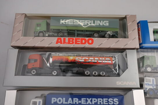 9 stk. modellastbiler ROCO 1571, ALBEDO 300127, HERPA