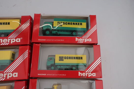 8 stk. modellastbiler HERPA 140638, 828009, 806064, 807021 m.fl.