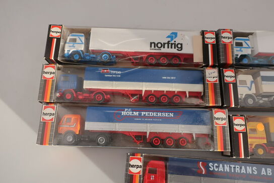 7 stk. modellastbiler HERPA 807232, 801276, 907278 m.fl.