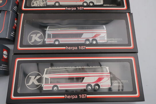 8 stk. modelbusser HERPA 831487, 846003, 811098, 830473 m.fl.