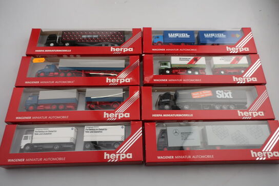 8 stk. modellastbiler HERPA 820026, 141055, 836008, 822044 m.fl.