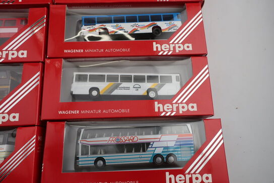 10 stk. modelbusser HERPA 833465, 830005, 831487, 846004 m.fl.