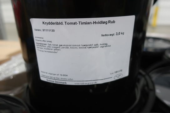 84 kg. Krydderiblanding tomat/timian/hvidløg RUB (bedst før 12-24)