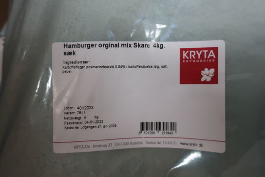 96 kg. Hamburger mix SKARE (bedst før 01-25)