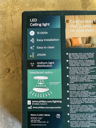 LED lampe Philips ceiling light 10w 2 stk (Varen er ny)