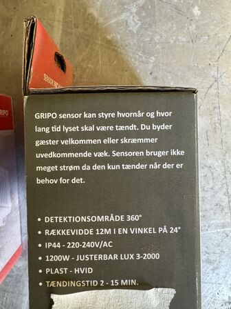 Gripo Sensor 360  grader 2 stk (Varen er ny)