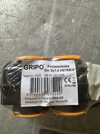 Griop stik dåse 4 stk 5m 3x1,5 (Varen er ny)