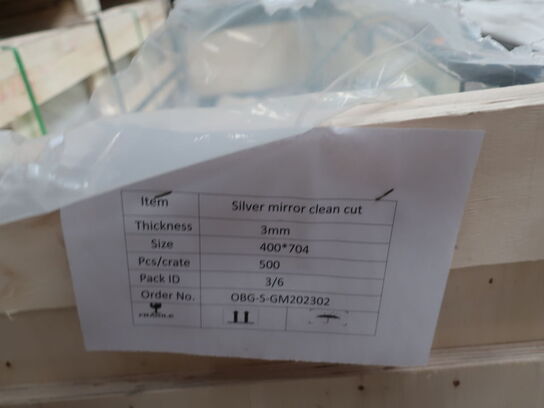 Lot 3 mm mirror glass (uncut) 400x704mm 3.5 ks. Ã¡ 500 pcs.