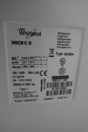 Refrigerator WHIRLPOOL WME3612W