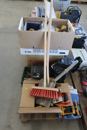 Pallet with various tools and implements