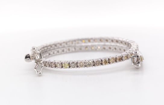 Diamantarmbånd i 14 karat hvidguld med 2,33 total karatvægt af lys til blandede gule og Brune nuancer diamanter - 3788 - Vejl. pris: kr. 42.495,-