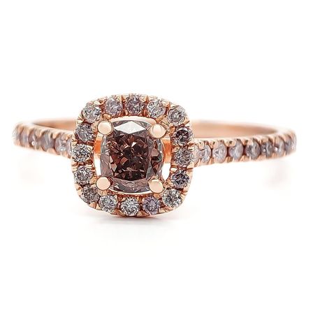 Diamantring i 14 kt. pink guld med 0.74 karat sjældne brun rosa og lyserøde Diamanter – 3925 - Vejl. pris: kr. 35.495,-