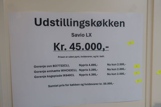 Udstillingskøkken SAVIO LX inkl. hvidevarer