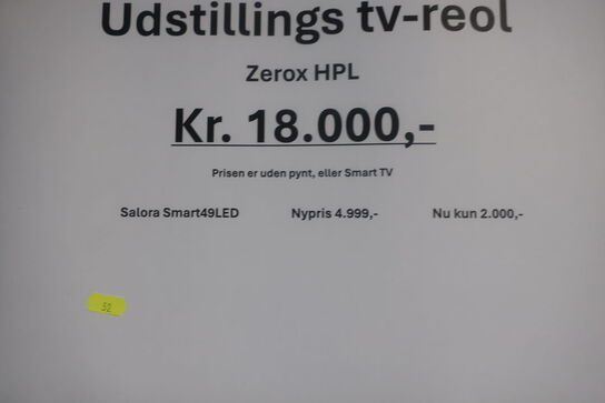 Udstillings TV-reol ZEROX HPL inkl. smart TV SALORA