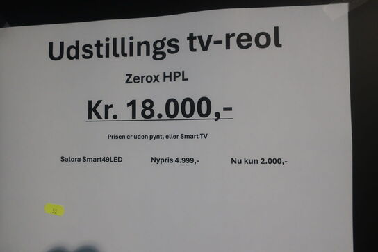 Udstillings TV-reol ZEROX HPL inkl. smart TV SALORA