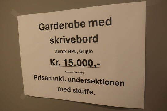 Garderobe med skrivebord ZEROX HPL Grigio