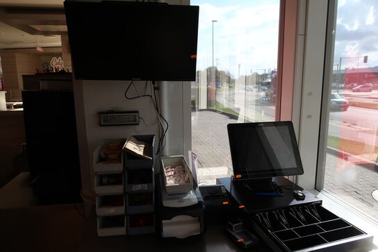 Kasseapparat CBE, pengeskuffe, bonprinter, dankortterminal 