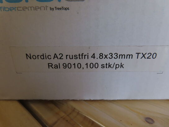 10 kasser. Rustfri skruer 4,8 x 33 mm med hvidt hoved
