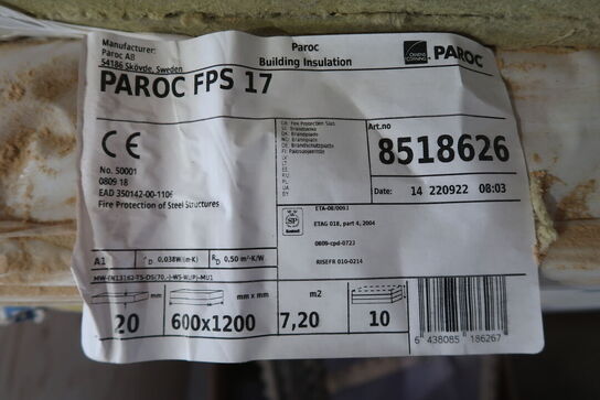 22 pk. PAROC FPS 17 20x600x1200 7,20m²