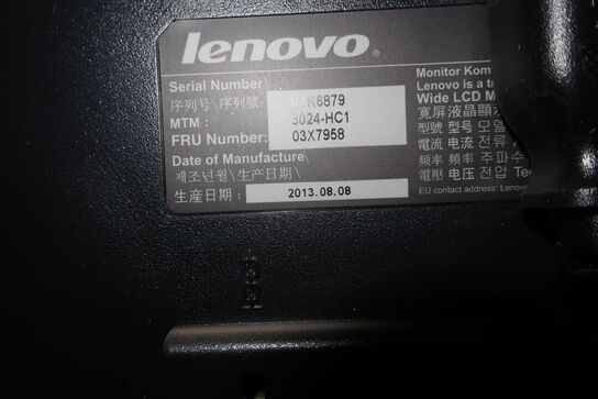 Computerskærm LENOVO , mus, tastatur, labelprinter BROTHER samt computer LENOVO ThinkCentre E73