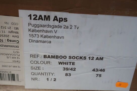 Ca. 125 stk. bamboo socks 12AM white 39/42 - 43/46