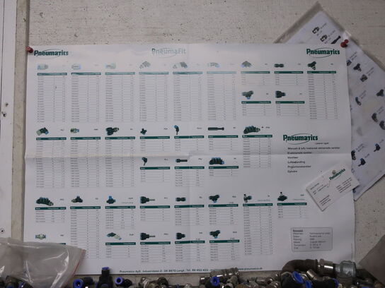 Sortiment koblinger, fittings m.v. til luft inkl. reoler