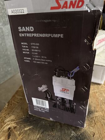 Sand dykpumpe STP2-500 med 2 stk 15 meter slange (Varen er helt ny)