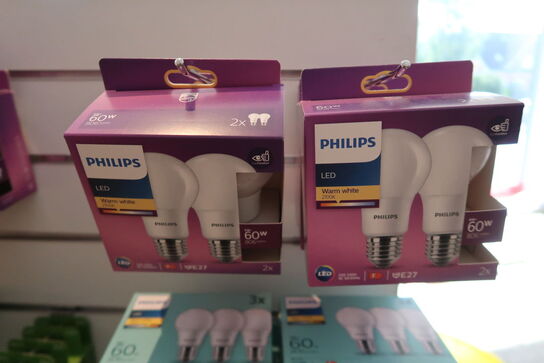 6 pk. Philips LED pære Standard 8W/827 (60W) mat 2-pak E27